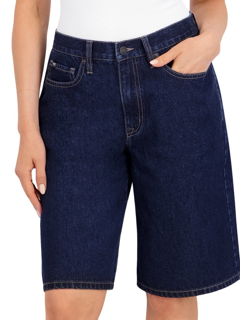 DKNY Jeans Women's Mid-Rise Dark Blue Denim Shorts Size 10 NWT
